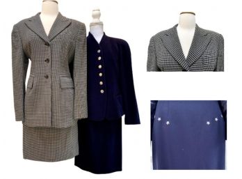 Escada Suit Grouping - 2 Suits (Navy Star And Black Checked)