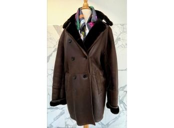 Sheared Beaver Lined Leather Coat