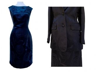 Escada Damask Navy  Dress And  Blazer