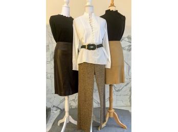 Pair Of Leather Skirts And Wool Pants And Blouse