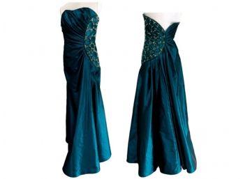 Beautiful Teal Evening Gown Michael Casey Couture