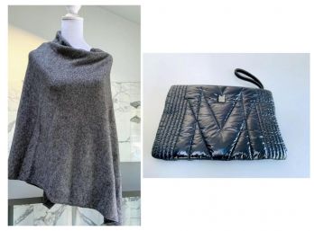 MCM Puffer Purse & Grey Poncho W/sparkle(NWT)