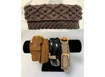 Beaded Clutch, A SAK Backpack, & 3 Vintage Belts