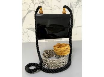 Cross Body Vintage Bag-2 Silver/Gold Coiled Belts