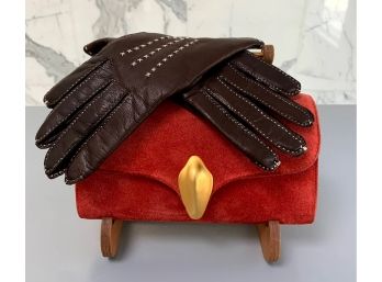 Stunning Vintage Robert Lee Morris  Clutch & New Leather Stitched Gloves