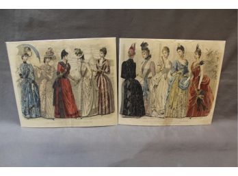 1889 Fashion Prints 'An Evening Reception' & 'Garden Party'