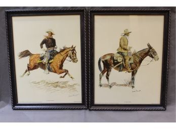 1956 Remington Prints From Penn Prints -A Calvary Officer & An Army Packer