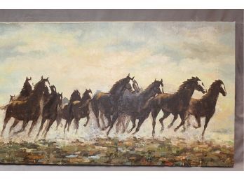 Original Oil Stampede - Horses In Flight