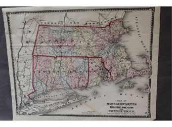 1870 Plan Of Massachusetts Rhode Island And Connecticut - Beers Map