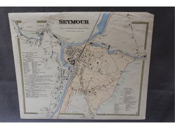 1868 Map Of Seymour CT - Beers Map Hand-colored