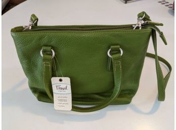 Fossil Green Leather Shoulder Organizer Bag