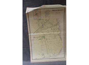 1868 Beers Map Of West Haven - Hand-Colored