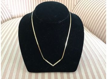 Monet Gold Tone And Rhinestone Necklace - Lot #21