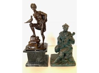 Pair Male Figurine Sculptures / Peace And Love