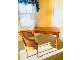 LANE Pine Writing Desk W/ French Country Caned Desk Chair