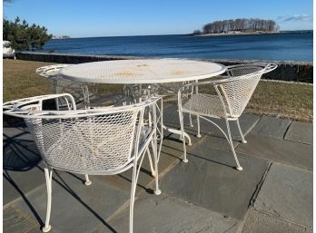 White Outdoor Patio Table W/ 4  Chairs