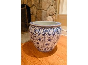 Large Blue & White Ceramic Planter