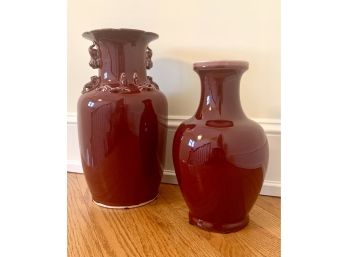 Grouping Of 2 Large Red Planters