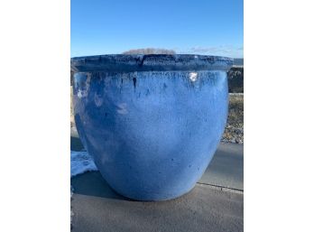 Two Azure Blue Pottery Planters 1 Large, 1 Med