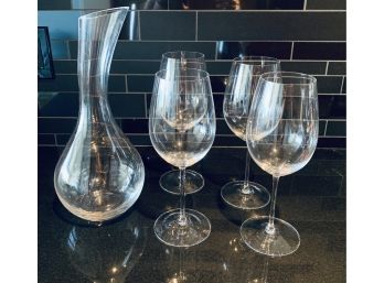 Waterford Wine Decanter With 4 Wine Glasses