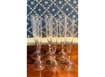 Champagne Flutes With Gold Detailing