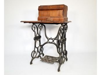 An Antique Wiesner Sewing Machine Base And Table