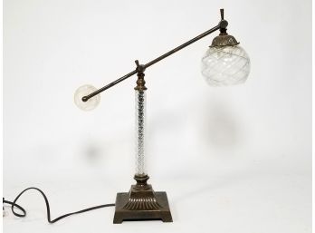 A Crystal And Bronze Desk Lamp