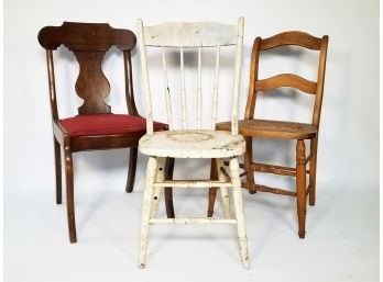 A Trio Of Vintage And Antique Side Chairs