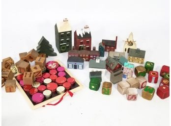 An Assortment Of Christmas And Children's Block Decor