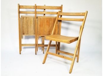 A Set Of 3 Vintage Wood Folding Chairs