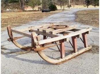 A Rare And Solid Antique Oak Bob Sled