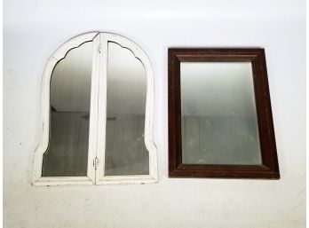 A Pairing Of Vintage Wood Framed Mirrors