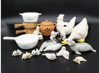 An Assortment Of Vintage Kitchen And Ceramic Animals