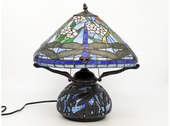 A Fabulous Vintage Stained Glass 'Mushroom' Lamp