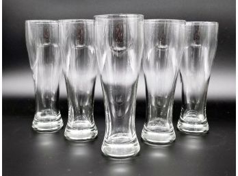 A Set Of 5 Tall Crystal Pilsner Glasses