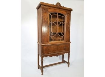 A Late 19th Century Burlwood Veneer China Cabinet