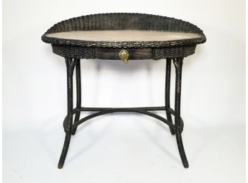 A Vintage Wicker And Wood Vanity