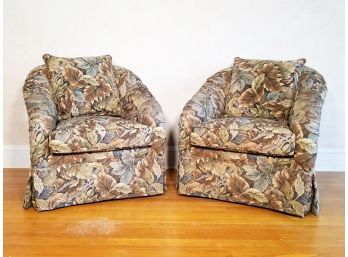 A Pair Of Tropical Tapestry Upholstered Armchairs By Edward Ferrell