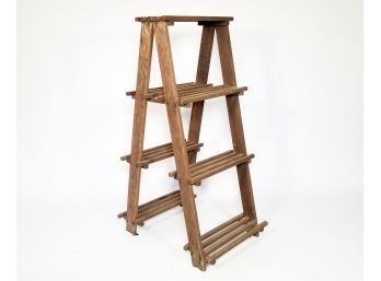 A Gorgeous Carved Oak Display Ladder Or Plant Stand