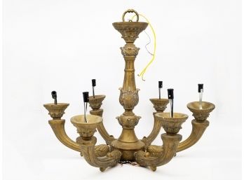 A Vintage Wood Arm Chandelier