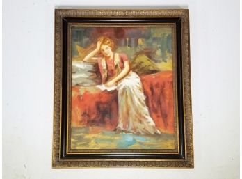 A Framed Vintage Oil On Canvas