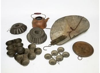 An Antique Scale And Kitchen Assortment