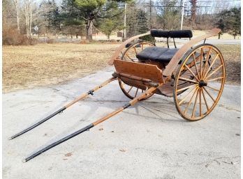 A Vintage Oak Horse Drawn Meadowbrook Cart, Amish Made, C. 1980.