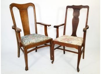 A Vintage Oak Armchair Pairing