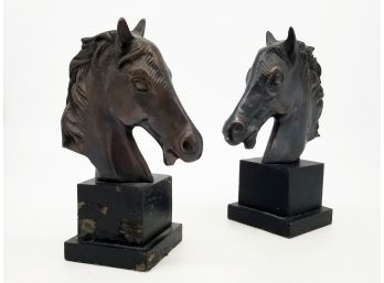 A Pair Of Vintage Bronze Equestrian Bookends