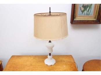 White Hobnail Milk Glass Lamp