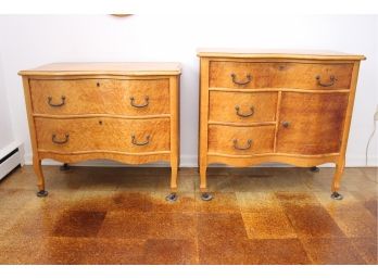 Two Vintage Birdseye Maple Chests On Coasters