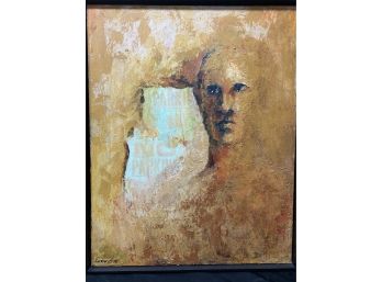 Framed Mixed Media Art - Portrait Of Man Signed Lazarus 08'