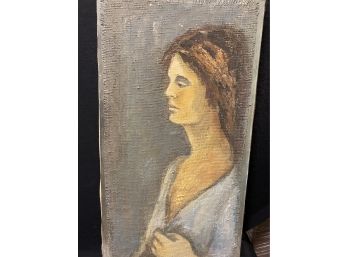 Oil Portrait Of A Women On Burlap