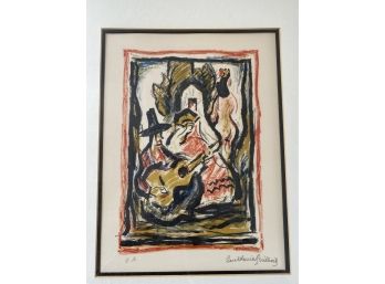 Paul Louis Guilbert Print - Guitar Player With Nude - Artist Proof